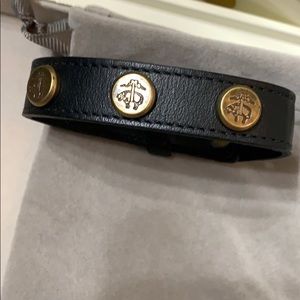 Black leather Brooks Brothers bracelet